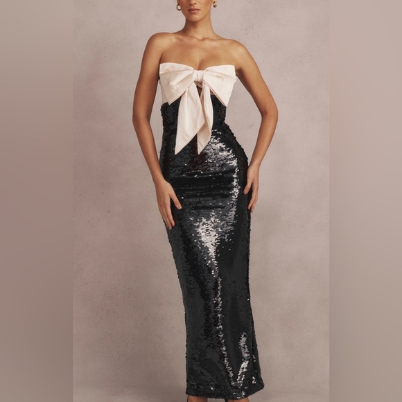 House of CB Black and White Strapless Dress - Picture 2 of 16